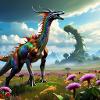 bunter drache,landschaft,blumenwiese,fantasy