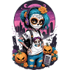 Sugar Skull Girl with Pumpkins