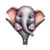 Elephant with zipper
