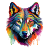Bunter Wolf Farbspritzer Farbkleckse