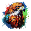 Bunter Rotschwanzbussard Farbkleckse Farbspritzer