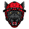 Dog with Ice Hockey Mask