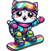 Cat Snowboard Snowboarder Cute