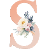 S Monogram, Floral, Boho