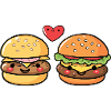 Burger Couple Love Heart Saint-Valentin