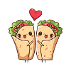 Burrito Couple Love Heart Saint-Valentin