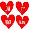 love joy hope peace hearts
