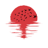 Japanese Sunset Birds Silhouette