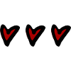 3 red romantic hearts
