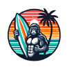 Surfbrett-Gorilla