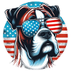 Boxer American Flag and Shades