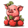 Cute little radish vegetable pig