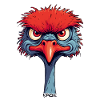Crazy angry cartoon ostrich emu bird