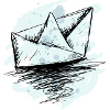 Teal Splash Origami Boat