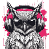 Hibou avec écouteurs