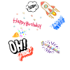 Happy birthday,comic, rocket, stars, birthday