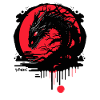 Chinese Japanese Red Sun Dragon