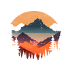 Alpine sunset in silhouette