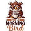 Grumpy owl with coffee