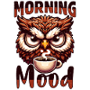 Grumpy owl with coffee