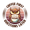 Grumpy owl with coffee