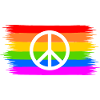 Peacezeichen auf LGBT Regenbogenfahne