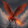 Roter Drache über Burg