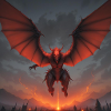 Rotdrache im Lavastrom