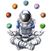 Astronaut Juggling Space Planets