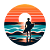 Surfer silhouette at sunset