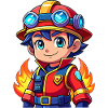 Hero in red the firefighter