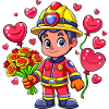 Hero in red the firefighter