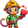 Hero in red the firefighter