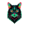 Mystische und neonschwarze Katze