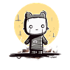 The abstract cartoon moon cat