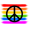 Peacezeichen auf LGBT Regenbogenfahne
