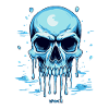A blue melting skull