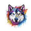 Husky Dog Pop Art Head