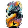 Giant Black Dragon on Fire