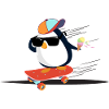 Cool penguin on skateboard