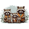 Adorable raccoon family