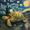 schildkröte, van gogh, sternennacht