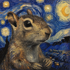 Agouti, mus, rotte, van Gogh, stjerneklar nat