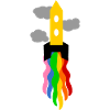 rainbow launching spaceship