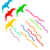 magical flying birds with trail