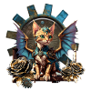 Wunderbare Fantasy-Steampunk-Katze.