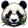 Panda Eats Bamboo and Leaves