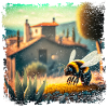 Paysage méditerranéen ensoleillé et une abeille