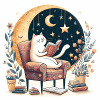 cat reading a book