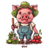 gardening, garden, pig, gardener
